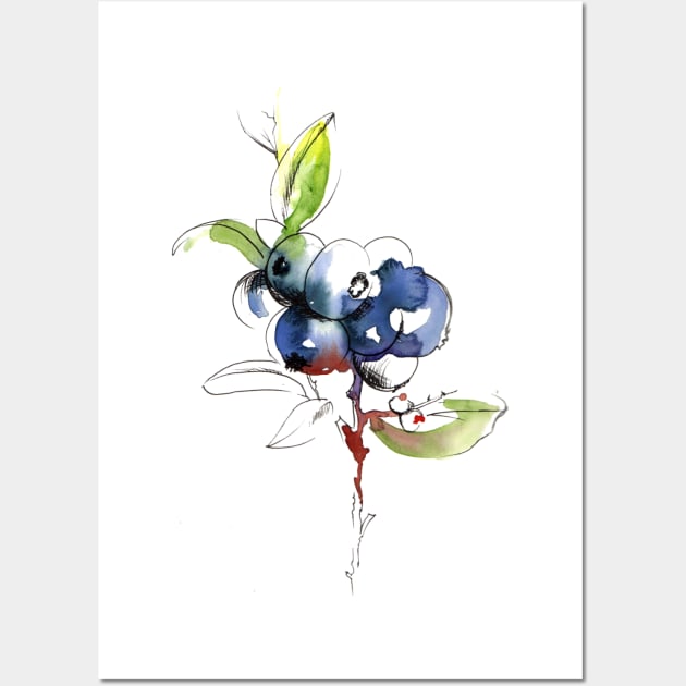 Watercolor berries Wall Art by Maria Mi Art